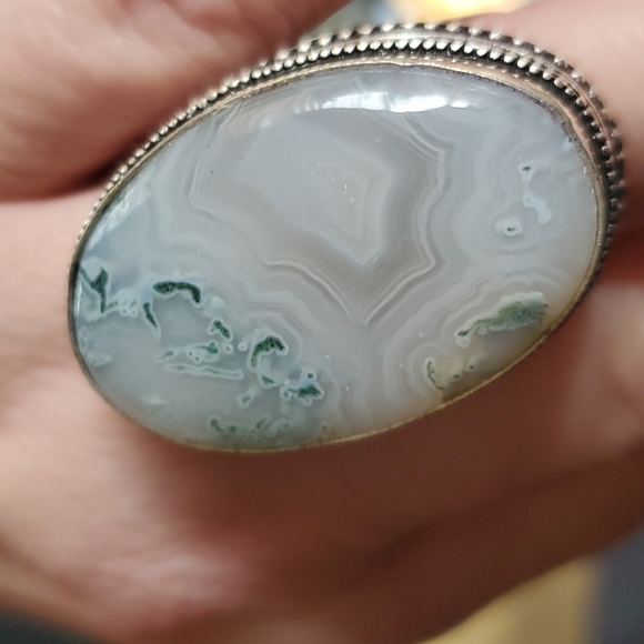 New Huge Moss Agate 925 Silver Statement Ring. - Picture 9 of 16